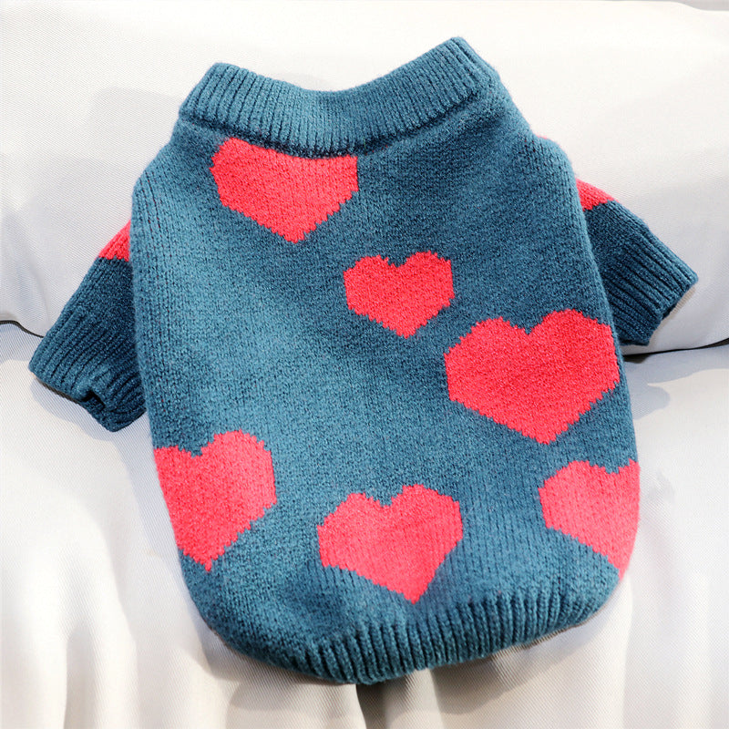 Love Heart Printed Sweater for Dogs