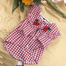 Load image into Gallery viewer, Checkered Cherry Summer Pet Blouse
