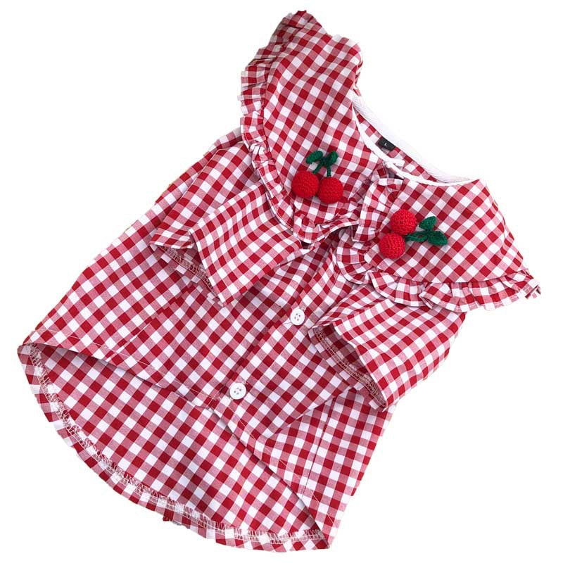 Checkered Cherry Summer Pet Blouse