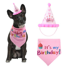 Load image into Gallery viewer, Happy Birthday Hat and Bandana for Dogs and Cats
