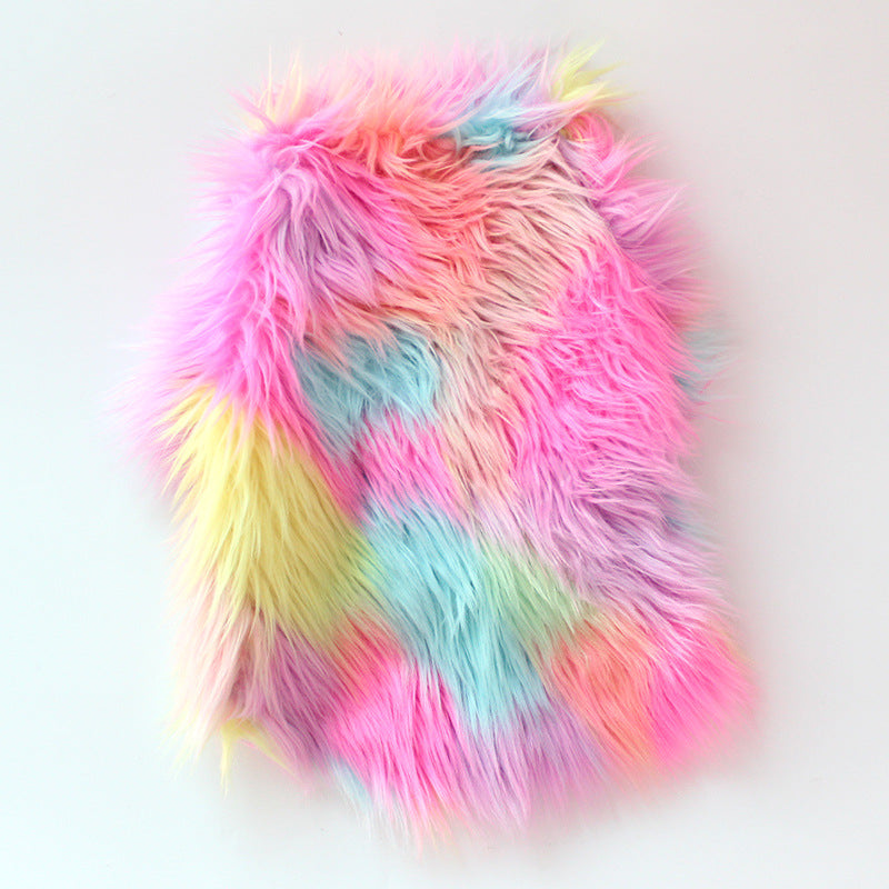 Faux Fur Shaggy Rainbow Dog Sweater