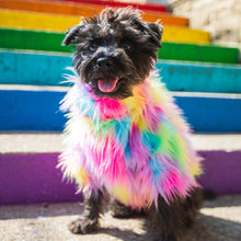 Load image into Gallery viewer, Faux Fur Shaggy Rainbow Dog Sweater
